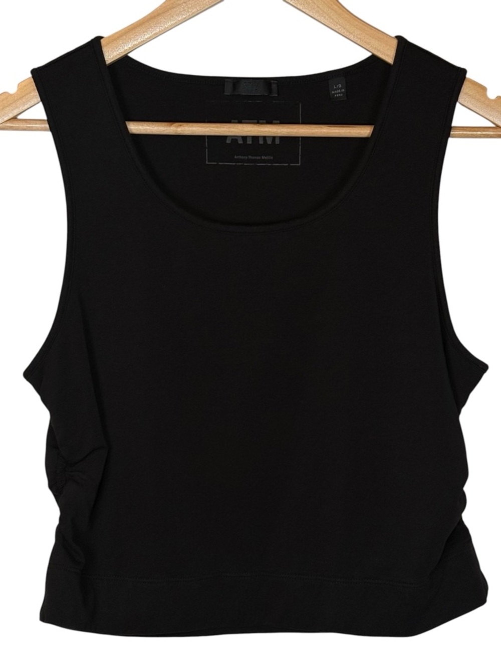 ATM Black Pima Cotton Tank Top Size L Minimalist Stretch Basic